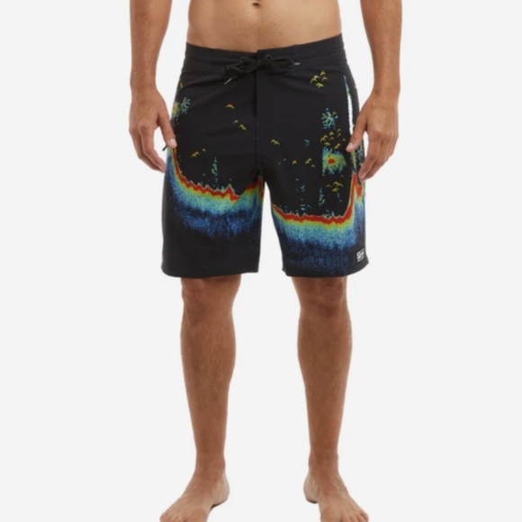 PELAGICS Strike Black Board Shorts 40 XXL Swim Beach - Picture 1 of 8